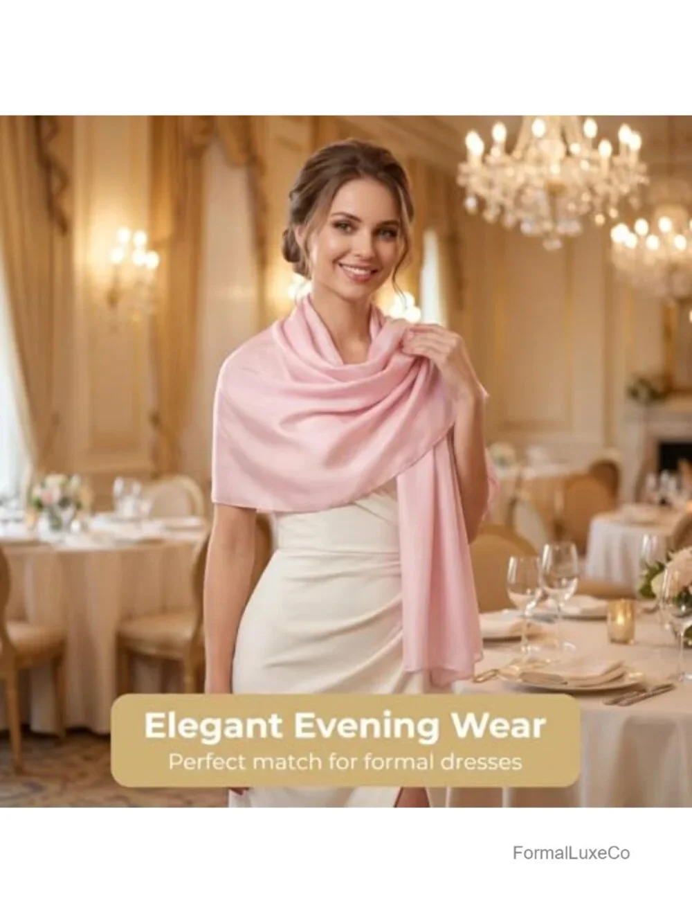 Satin Chiffon Shawl Wrap Long Scarf Women Formal Evening Dress Cover Up